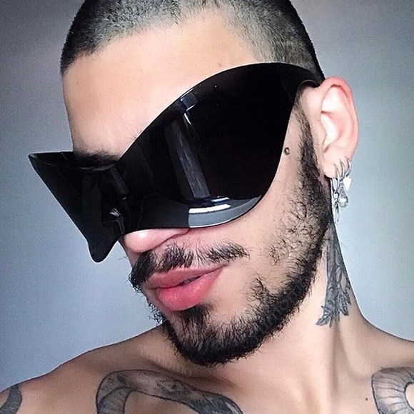 Other - Futuristic Shield Sunglasses Oversized Wrap Luxury Dark Black Lens Hip Hop Gafas